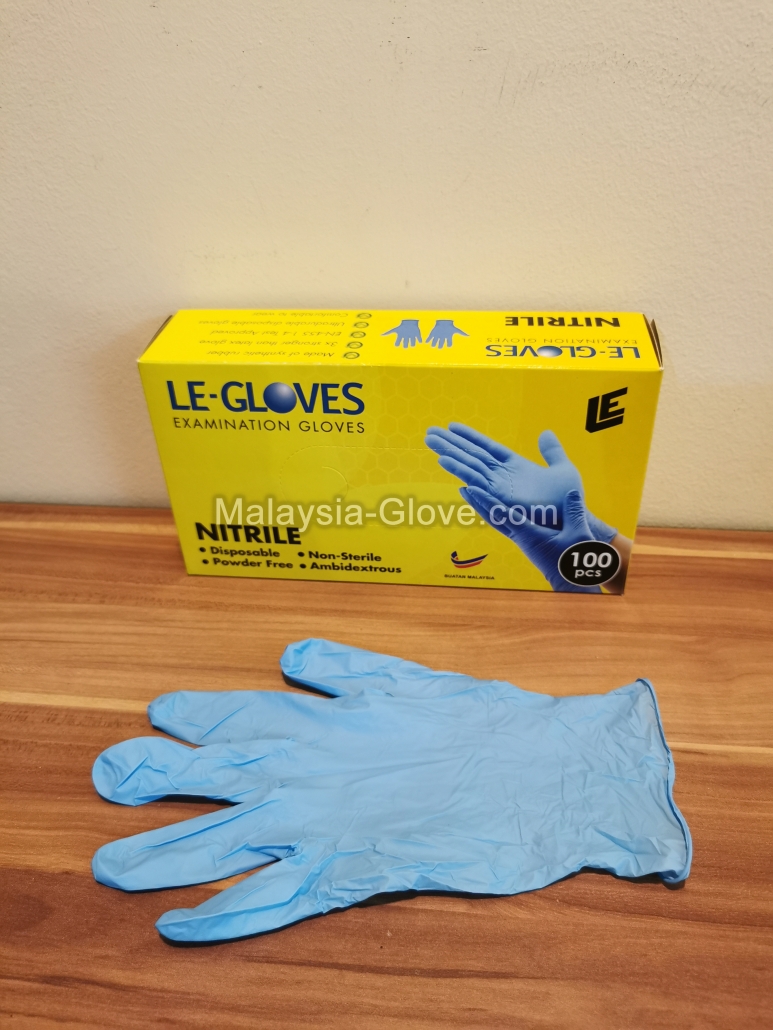 LE Glove Blue Color Nitrile Malaysia Ready Stock